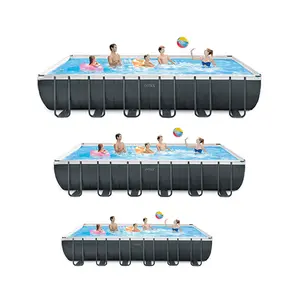 INTEX 26356 26364 26374 Schwimmbad 18f Ultra Estrutura Metálica Retangular Natação Conjunto Piscina Acima Do Solo Piscinas