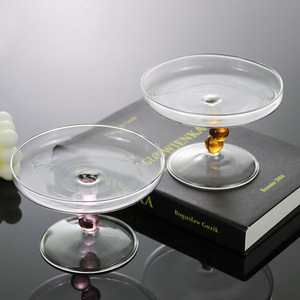 European-Style High-Legged Ins Wind Glass Fruit Plate Decorative <strong>Dessert</strong> Snack <strong>Tray</strong> with Gourd for Cake Tools - Product Image 2