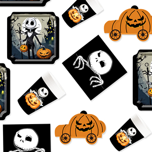 DAMAI Customized Halloween Theme Party Supplies with Skull and Pumpkin Disposable Party Paper Plates Napkins Party Tableware Set - Product Image 3