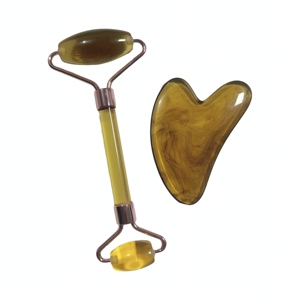 Produits de beauté pour le lifting du visage, outils en résine Gua Sha et rouleau facial en verre - Product Image 2