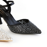 Sandales d'été de luxe pour femmes, de créateur, avec nœud scintillant et bride de cheville à talon aiguille, chaussures de mariée tendance