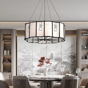 Chinese Style Fabric Chandelier <b>LED</b> <b>Light</b> For Restaurant Private Room <b>Tea</b> House Zen Hotel Lighting - Product Image 2