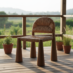 Sillas Tejidas con Cuerda, Sillas Individuales Casuales de Madera Maciza Retro, Sillas de Comedor Artísticas, Sillas con Respaldo para Alojamientos - Product Image 5