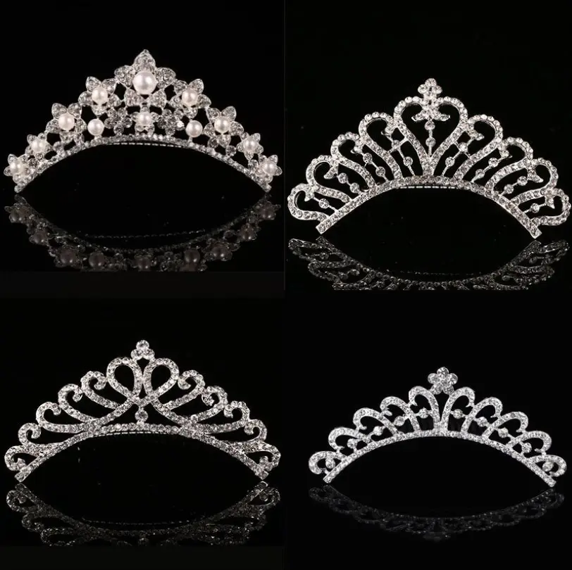 Party birthday children tiaras comb kids girls crystal crown jewelry rhinestone wedding hair comb