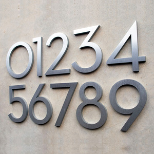 Cosun Plaque <span class=keywords><strong>de</strong></span> <span class=keywords><strong>porte</strong></span> moderne 3D flottante <span class=keywords><strong>de</strong></span> 8 pouces, lettres autocollantes faciles à installer, en aluminium noir/blanc, pour numéro <span class=keywords><strong>de</strong></span> maison/appartement 5 - Product Image 3