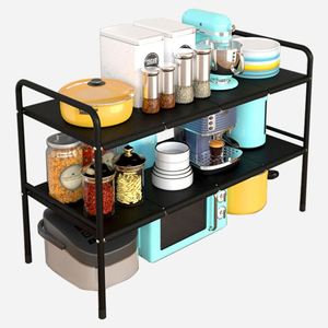 2 Tier Removable Panel Metal Carbon Steel Extendable Multilayer Under Sink Pot <b>Pan</b> Organizer Rack Shoes Rack - Product Image 3