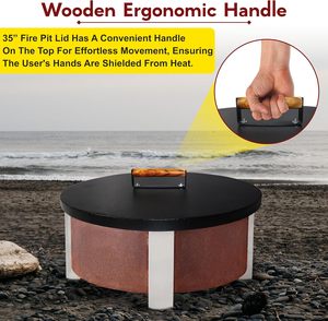 <span class=keywords><strong>Firepit</strong></span> snuffer nắp 28 "chống gỉ sơn tĩnh điện 16 Máy Đo Carbon thép lửa Pit Bìa vòng với Ergonomic tay cầm bằng gỗ - Product Image 5
