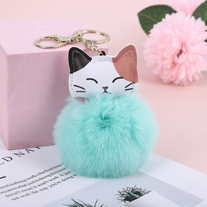 <span class=keywords><strong>Kawaii</strong></span> Glückskatze Kunstfell-Schlüsselanhänger Flauschiger Kätzchen-Pompon-Schlüsselring für Frauen Mädchen Taschenanhänger Niedlicher Tier-Plüsch Auto-Anhänger - Product Image 6