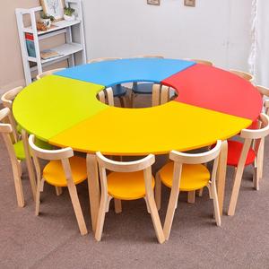Nuovo Set <span class=keywords><strong>Scrivania</strong></span> e Sedia per Bambini in Legno Massello, Tavolo per Asilo, Campione Gratuito, Tavolo in Cartone Durevole e Moderno per Bambini, 10 Pezzi - Product Image 3
