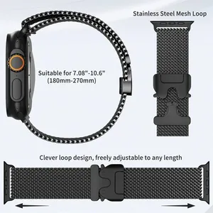 Bracelets <span class=keywords><strong>Milanese</strong></span> Loop pour <span class=keywords><strong>Apple</strong></span> <span class=keywords><strong>Watch</strong></span> Series 11 10 9 5 4 SE 8 <span class=keywords><strong>7</strong></span> 6 46mm-42mm-41mm-<span class=keywords><strong>45mm</strong></span>-44mm 40mm Ultra 2 49mm Accessoires - Product Image 6