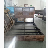 Lit double en bois et métal facile à assembler pour appartement, chambre à coucher, hôtel, taille Twin XL, prix d'usine, avec tiroirs