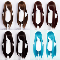 Perruque synthétique longue et droite de 80 cm pour cosplay d'anime, multicolores, résistante à la chaleur, densité 180 %, avec bonnet en filet rose, idéale pour les fêtes - Vente en gros