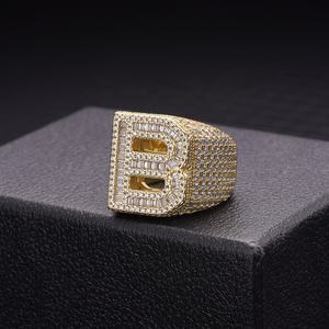 Anillo de letras en inglés de moissanita, anillo de rapero chapado en oro de 18k, Cz - Product Image 2