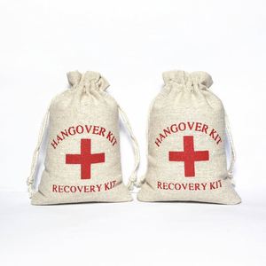 Kit de Soins Post-Soirée Croix Rouge – Sac Cadeau en Coton et Lin Recyclable avec Fermeture à Cordon, Écologique, Imprimé UV - Product Image 2