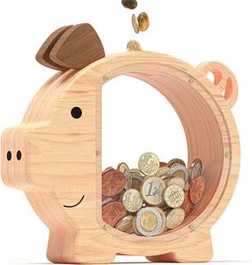 Hucha de madera adorable para niños y niñas, irrompible, caja creativa para ahorrar dinero - Product Image 6