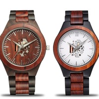 Jam Tangan Kayu Alami Wanita Pria Stopwatch Buatan Tangan Mesin Jepang Quartz Jam Tangan Kayu Kustom