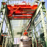 Grue de fonderie YZ 320 tonnes, conception à quatre poutres et quatre rails, système de freinage double, grue de transfert de lingots pour atelier