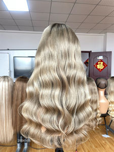 SHY HAIR Ash Blonde Balayage Lace Human Hair <b>Wigs</b> Glueless HD 13x5 Patch Lace Front Raw Virgin Human Hair <b>Wigs</b> For <b>Women</b> - Product Image 4