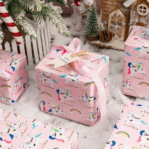 Papier cadeau de Noël MAYPLUSS 17x33 pieds, licorne, Père Noël, arc-en-ciel rose, écologique, pour les fêtes de fin d'année - Product Image 6