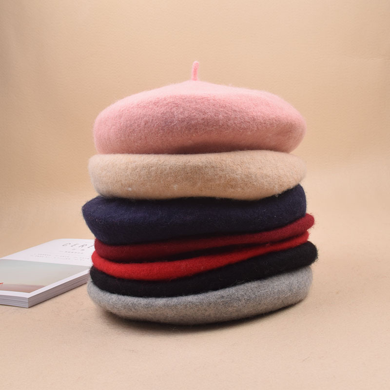 100% Wool High Quality Luxury Fashion Solid Color Artist Beret Hats For Women Factory Wholesale Selling 2021 New Hot Beret Caps