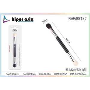 Spazzola per il trucco a doppia punta all'ingrosso con manico in legno per ventaglio per contorno occhi in stile monouso-per la miscelazione di ombretti - Product Image 1