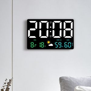 Custom 13 Inches Large Display Electronic <b>LED</b> Smart Digital Alarm <b>Clock</b> with Neon Lights Temperature & Humidity for Home Use - Product Image 4