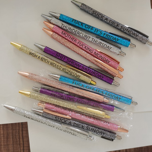 7 pezzi penna regalo per sette giorni della settimana vibrante passivo negativo clic divertenti penne Glitter - Product Image 4
