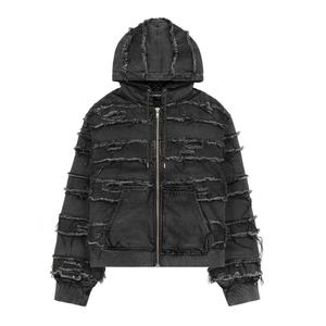 Vente en gros de sweats à capuche de luxe de haute qualité, fabriqués sur mesure, avec fermeture éclair, effet délavé vintage - Product Image 1