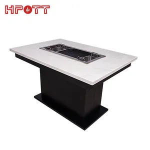 Factory Price Comercial 2 In 1Korean BBQ Grill Table Hot Pot Table Built In Hotpot Table With BBQ