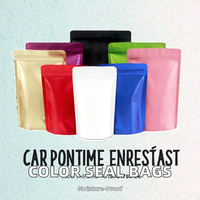 Emballage alimentaire imprimé vide pochette debout en aluminium à fond plat noir sac de café instantané laminé avec fermeture à glissière Valve