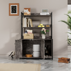 Large Cat Litter <b>Box</b> Enclosure With <b>Shelf</b> Storage Hidden Cat Washroom Wooden Cat House Sturdy - Product Image 3