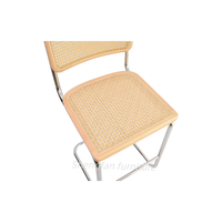 Chaises de salle à manger modernes en bois massif, style mid-century, dossier en rotin tressé durable, pieds chromés, pour la maison, l'hôtel, le café, l'extérieur