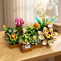 Mini Blocs de Construction Succulents en Pot DIY Collection Botanique Briques Florales Jouet de Construction pour Décoration de Bureau Cadeaux