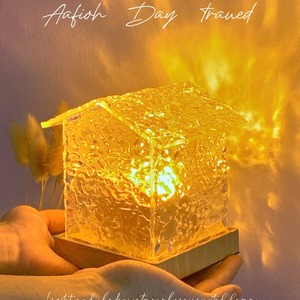 Crystal House Night Light Square Led Ambient Lamp Touch <b>Control</b> Usb Powered - Product Image 1