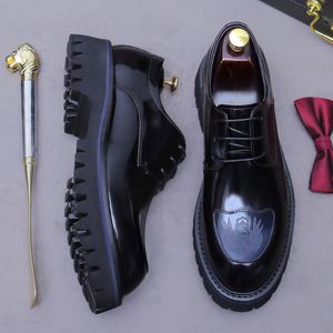 Zapatos de Cuero Genuino Estilo Coreano para Hombre, con Cordones, Ligeros, con Plataforma para Aumentar la Altura, Personalizados y Versátiles - Product Image 5