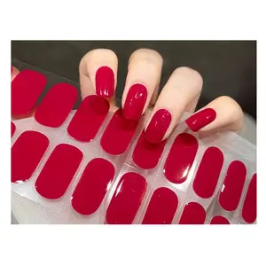 Hot Sale Luxury Fashion Solid Color 3d Design Nail Sticker fully-cured Gel Nail Sticker For Nail Art