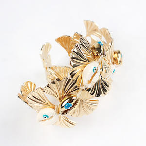 Pulsera de alta gama más vendida: Brazalete de hoja de diseño ancho con apertura exagerada y pulsera de concha trenzada exótica - Product Image 4