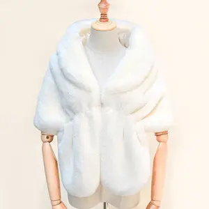 wholesale fashionable white mink fur wrap faux fox stole shawl scarf