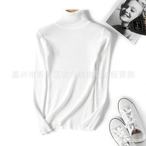 Pull à col roulé décontracté pour <span class=keywords><strong>femme</strong></span>, manches longues, fin, <span class=keywords><strong>chaud</strong></span>, tricoté, pull intérieur pour l'automne et l'hiver, vente en gros, logo sur le devant - Product Image 5