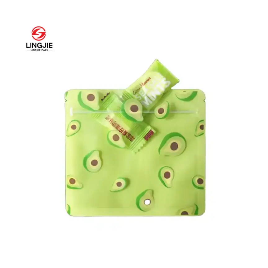Lingjie Colorful Digital Printing Ziplock Three Side Seal Bag With Zipper Food Packaging Bag For Cookie Biscuit Bakery