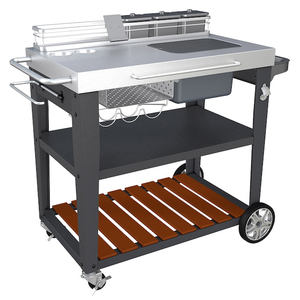 AJUNION Carrito de parrilla de acero Armario de cocina al aire libre Barbacoa Cocina Parrilla Carro de isla con ruedas - Product Image 1