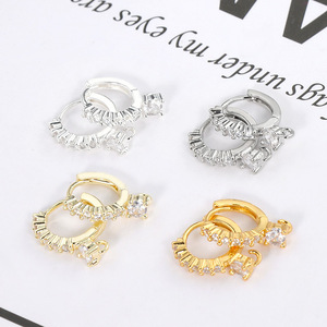 <b>Clip</b>-on Earrings Copper Alloy Micro Insert Round Women's Jewelry Accessories 18K Gold Plated 14K Gold Plated DIY Fashion - Product Image 3