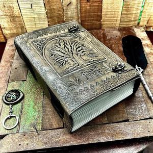 สมุดสเก็ตช์หนังวินเทจสำหรับผู้ชายผู้หญิงกระดาษสีน้ำต้นไม้ขนาดเล็กล็อคทองเหลือง A3-A7แข็ง B5ขนาด - Product Image 2