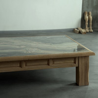 Table basse en bois massif de style vintage Degas, plateau en marbre, style rétro médiéval, style design, meubles pour la maison, sans assemblage