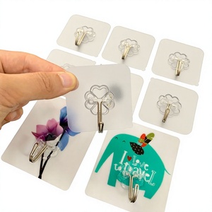 Adhesive <b>Wall</b> <b>Hooks</b> Transparent Strong Hold Removable Clothes <b>Hook</b> For Home Use 30mm Wire <b>Hook</b> 6x6 40mm Wire <b>Hook</b> 6x6 - Product Image 1