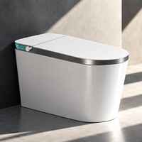 WC intelligent sans rebord avec bidet sans contact, double chasse, ouverture/fermeture automatique, télécommande, siège chauffant, compatible P-Trap et S-Trap