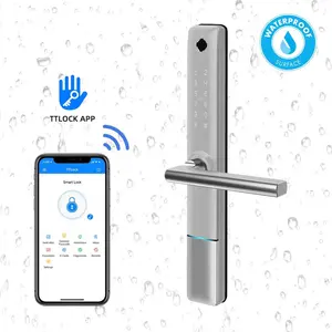 Ttlock Tuyalock kunci pintu pintar, kunci pintu sidik jari Digital baja tahan karat tahan air Bluetooth CN;GUA