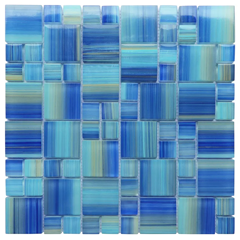 Ocean Blue Square Manufacturer Glass Mosaic Tile For Swimming Pool