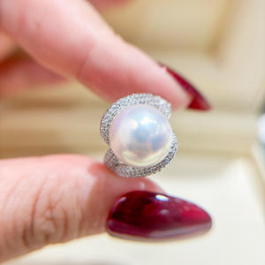 Anillo de Plata S925 con Soporte para Cuentas Redondas de 12-13 mm, Accesorios de Perlas para Hacer Joyas, 1994 - Product Image 2