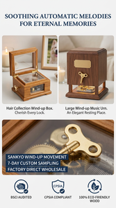 Caja Musical de Manivela para Recuerdos de Pelo de Mascotas - Diseño Europeo de Madera Minimalista Moderno, Ecológico, de 5-7 Pulgadas - Product Image 4